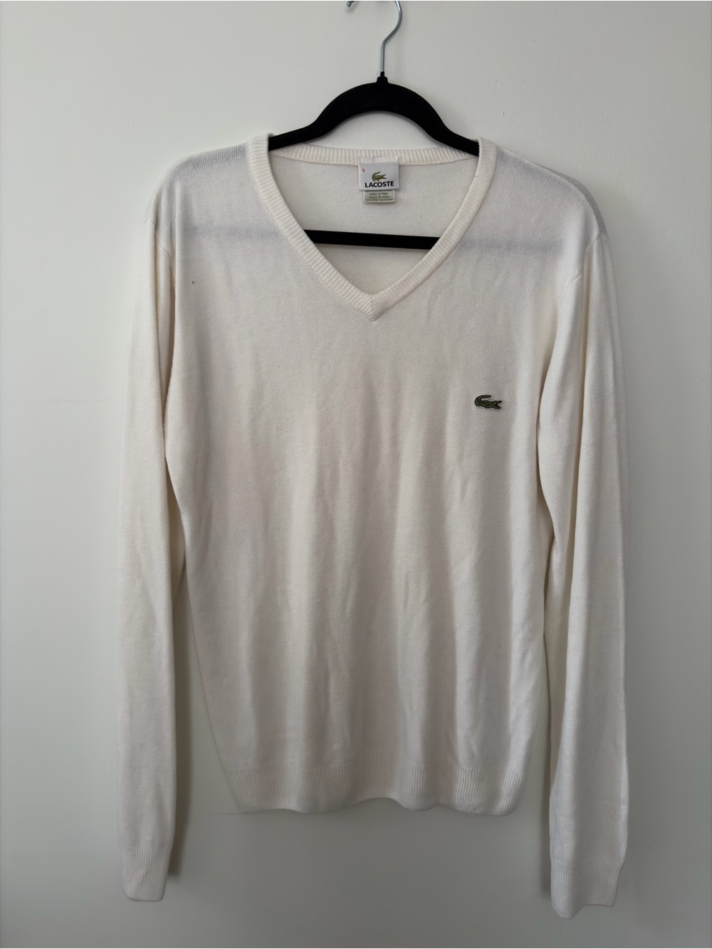 Lacoste V-neck Cotton Pullover Sweater - Size 5